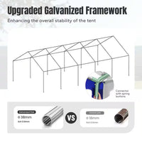 Thumbnail for 16 Ft. X 32 Ft. Large Outdoor Canopy Wedding Party Tent in White with Blue Stripes Removable Side Walls
