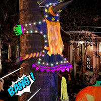 Thumbnail for Halloween Crashing Witch into Tree Halloween Outdoor Decoration 2 Mode with Light Flying Witch Lawn Patio Tree Garden Decoration