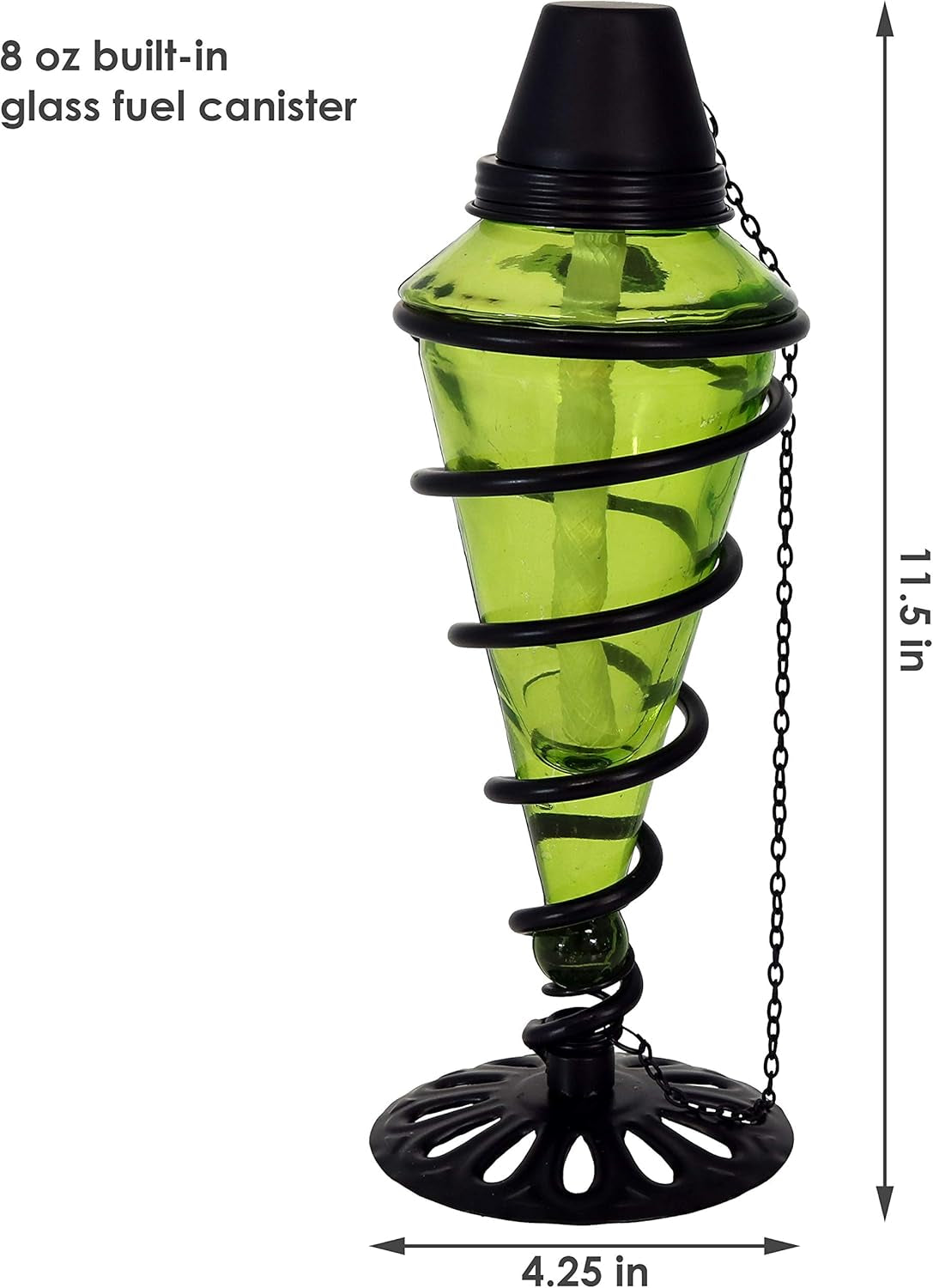 Swirling Metal/Glass Tabletop Torches - Set of 4-1 Blue, 1 Red, 1 Green and 1 Yellow