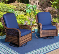 Thumbnail for Rattan Swivel Rocking Chairs 3 PC Patio Conversation Set, Outdoor Bistro Set Lawn Garden with 2 Cushioned Chairs & 1 Side Table