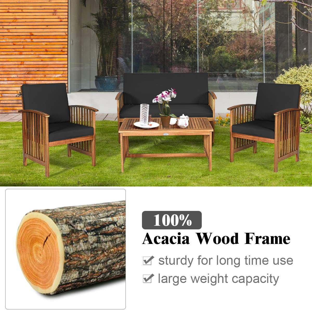 Outdoor Acacia Wood Sofa Set 8 PCS