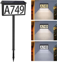 Thumbnail for 2 in 1 Solar Address Sign for Yard Lighted House Numbers Waterproof Illuminated Address Plaque with Stakes 22 Leds 3 Color Lighting Modes Wall Mounted/In Ground 2 Ways for outside Street