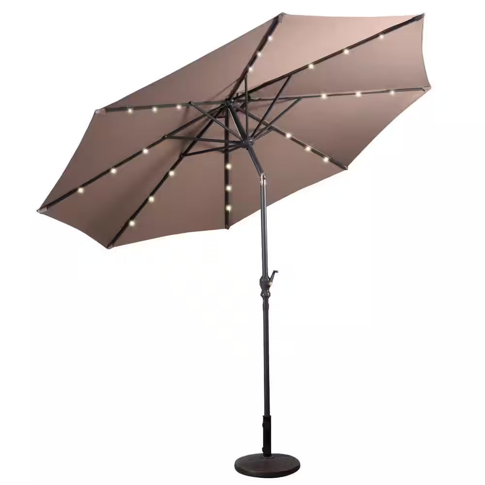 LED Steel Market Tilt Patio Solar Umbrella 10 Ft.