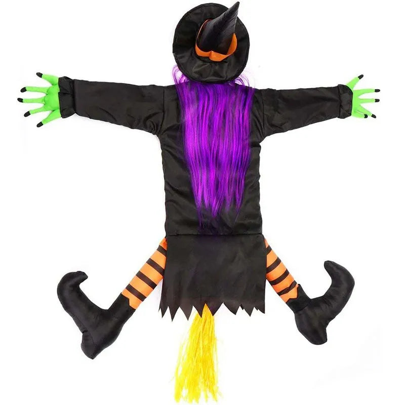 Halloween Crashing Witch into Tree Halloween Outdoor Decoration 2 Mode with Light Flying Witch Lawn Patio Tree Garden Decoration