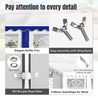 Thumbnail for 16 Ft. X 32 Ft. Large Outdoor Canopy Wedding Party Tent in White with Blue Stripes Removable Side Walls