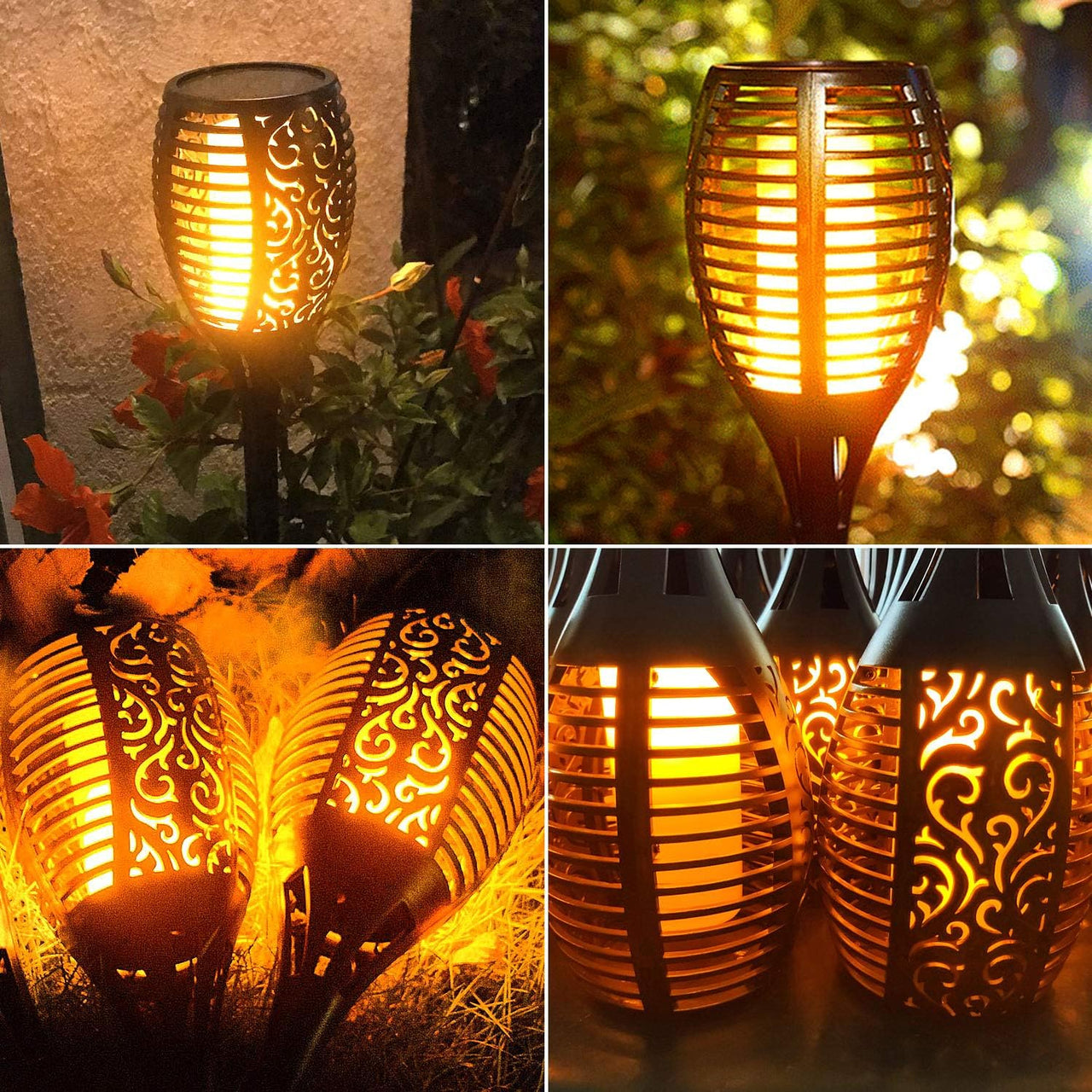 Solar Torch Lights with Flickering Flame,for Lawn (8 Pack)