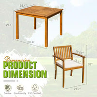 Thumbnail for 5-Piece Acacia Wood Outdoor Dining Set with Beige Cushion for Patio Garden Backyard 4-Armchairs and Table