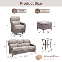 Thumbnail for 6 Pieces Luxury Outdoor Patio Furniture Sets Outdoor Conversation Sets with Swivel Rocker Patio Chairs with 6