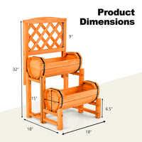 Thumbnail for 2-Tier Wooden Raised Garden Bed Container W/2 Cylindrical Planter Boxes & Trellis