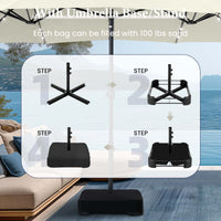 Thumbnail for 15Ft Double-Sided Solar Patio Umbrella with Base (Included) Large Outdoor Umbrella with Solar Lights - Ivory