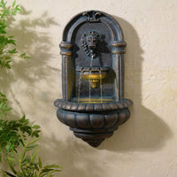 Thumbnail for 34 In. Electric Polyresin Tiered Fountain with Built-In Pump and Weather-Resistant Finish in Natural Stone