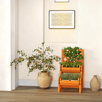 Thumbnail for 2-Tier Wooden Raised Garden Bed Container W/2 Cylindrical Planter Boxes & Trellis