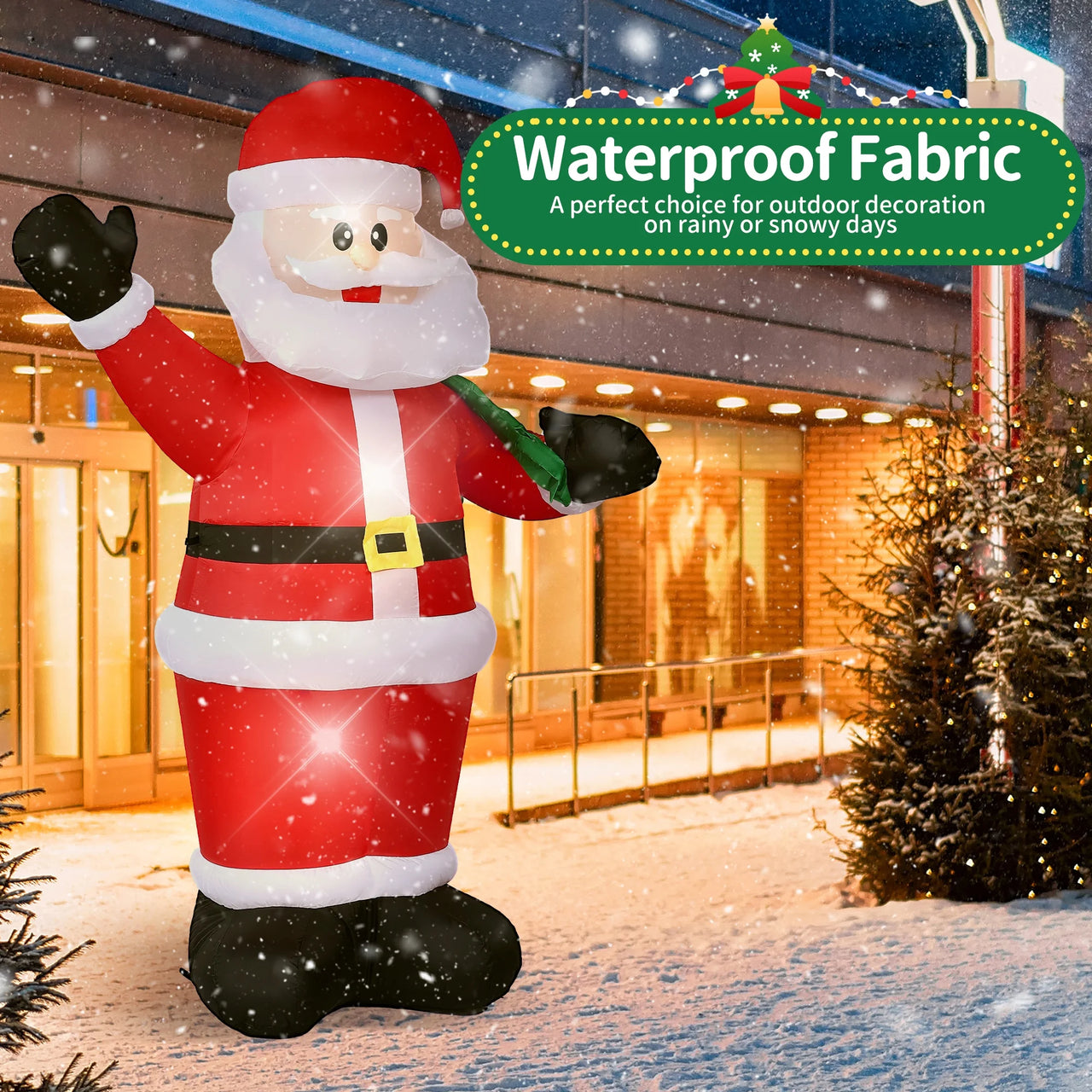 8Ft Christmas Inflatable, Santa Christmas Inflatable Decoration with Build-In Leds for Xmas Party Outdoor Yard Garden Lawn Winter Decor