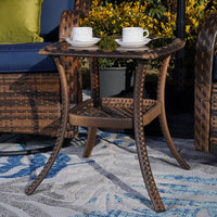 Thumbnail for Rattan Swivel Rocking Chairs 3 PC Patio Conversation Set, Outdoor Bistro Set Lawn Garden with 2 Cushioned Chairs & 1 Side Table