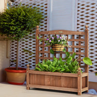 Thumbnail for Solid Wood Planter Box with Trellis Weather-Resistant Outdoor 25''X11''X30''