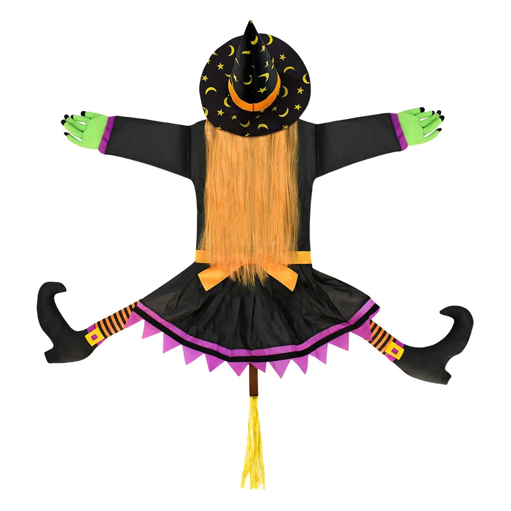 Halloween Crashing Witch into Tree Halloween Outdoor Decoration 2 Mode with Light Flying Witch Lawn Patio Tree Garden Decoration