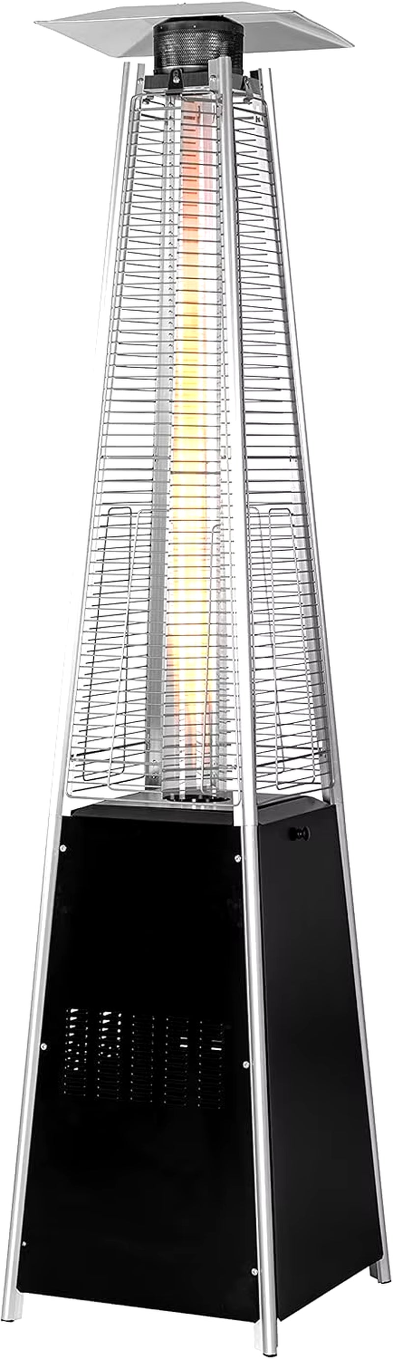 Outdoor Propane Patio Heater, 48,000 BTU Pyramid Outdoor Heater with Wheels, Hammered Bronze Tower Propane Heater