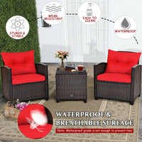 Thumbnail for 3 Pieces Rattan Patio Furniture Set With Washable Cushion