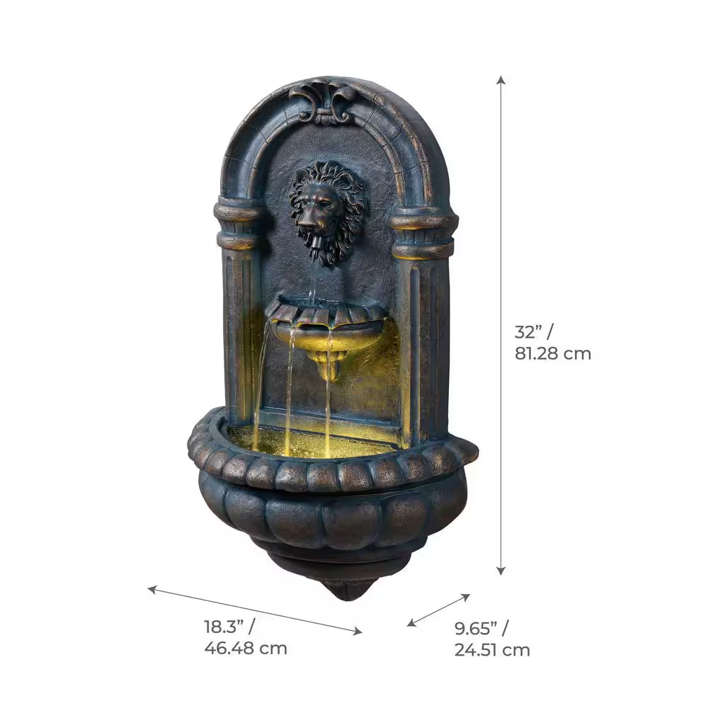 34 In. Electric Polyresin Tiered Fountain with Built-In Pump and Weather-Resistant Finish in Natural Stone