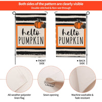Thumbnail for Fall Stripe Pumpkin Small Garden Flag 12X18 Inch Autumn Halloween Thanksgiving Burlap Yard Outdoor Decor