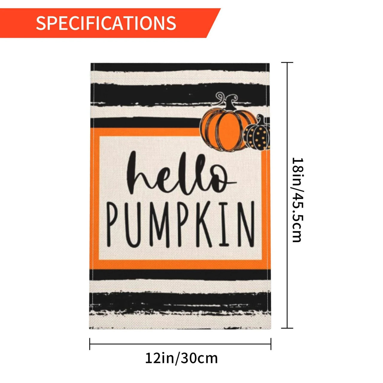 Fall Stripe Pumpkin Small Garden Flag 12X18 Inch Autumn Halloween Thanksgiving Burlap Yard Outdoor Decor
