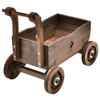 Thumbnail for Decorative Wagon Cart Plant Flower Pot Stand Wooden Raised Garden Planter Box