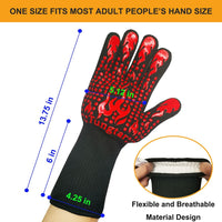 Thumbnail for Turkey Fryer BBQ Heat Resistant Gloves, Cooking Gloves, Oven Gloves 1472℉,14Inch, Heat Resistant, Grill Gloves, Silicone Non-Slip Cooking Gloves for Cooking, Grilling, Baking, Welding, (Large, Red)