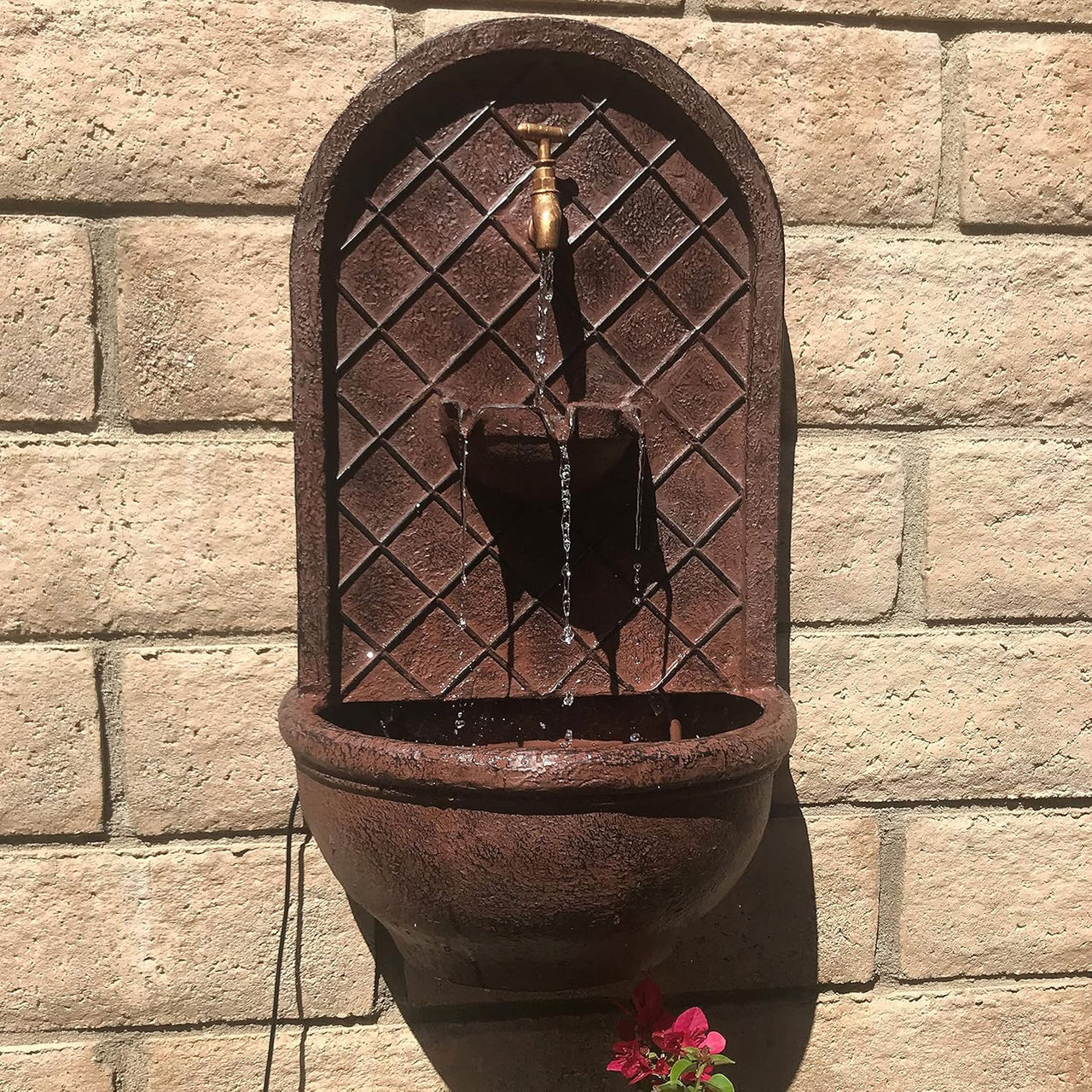 Messina 26-Inch Outdoor Wall Fountain - Outdoor Water Fountain for Garden, Patio and Balcony - Bronze Finish