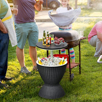 Thumbnail for Cool Bar Table, 8 Gallon Beer and Wine Cooler, Rattan Style Outdoor Cocktail Patio Bar Tables, Height Adjustable, 3-In-1 Ice Cooler with Drainage Plug for Deck Pool Party (Black)