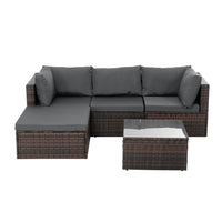 Thumbnail for 5 Piece Outdoor Patio Furniture Sets All Weather Outdoor Sofa PE Garden Furniture Wicker Rattan Patio Conversation Set with Coffee Table, Gray Cushions