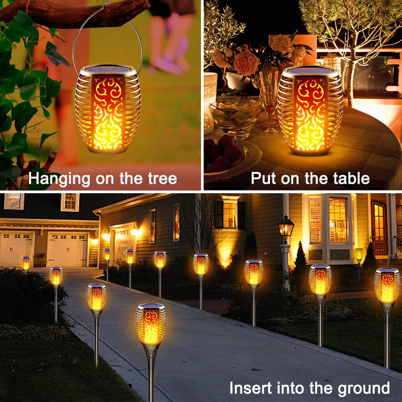 Solar Torch Lights with Flickering Flame,for Lawn (8 Pack)