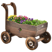 Thumbnail for Decorative Wagon Cart Plant Flower Pot Stand Wooden Raised Garden Planter Box