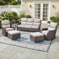 Thumbnail for 6 Pieces Luxury Outdoor Patio Furniture Sets Outdoor Conversation Sets with Swivel Rocker Patio Chairs with 6
