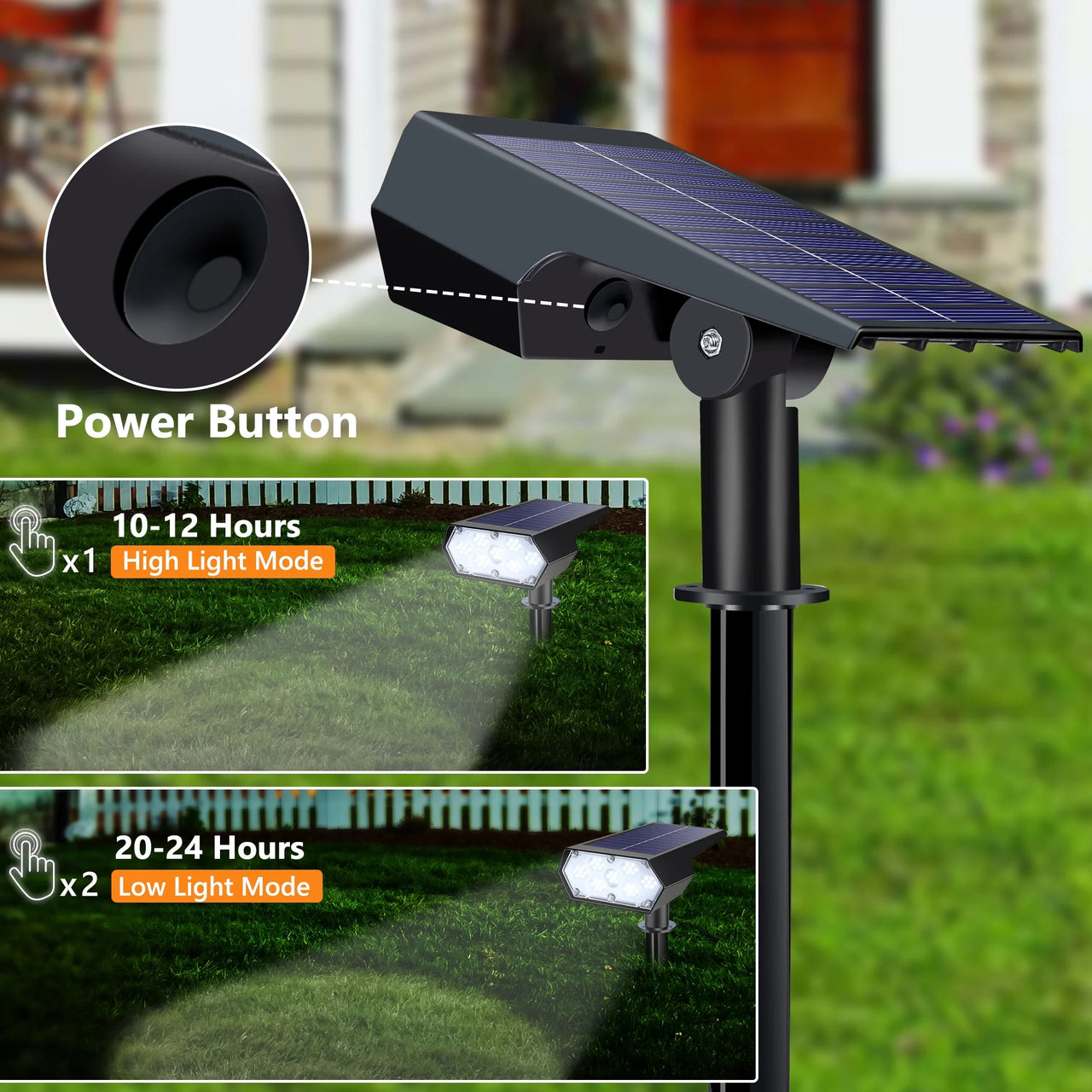 Solar Lights Outdoor, 2 Pack 49 LED Super Bright Solar Spot Lights with 2 Lighting Mode, Waterproof Solar Powered Landscape Spotlights for Garden Patio Walkway Yard Outdoor Decor, White