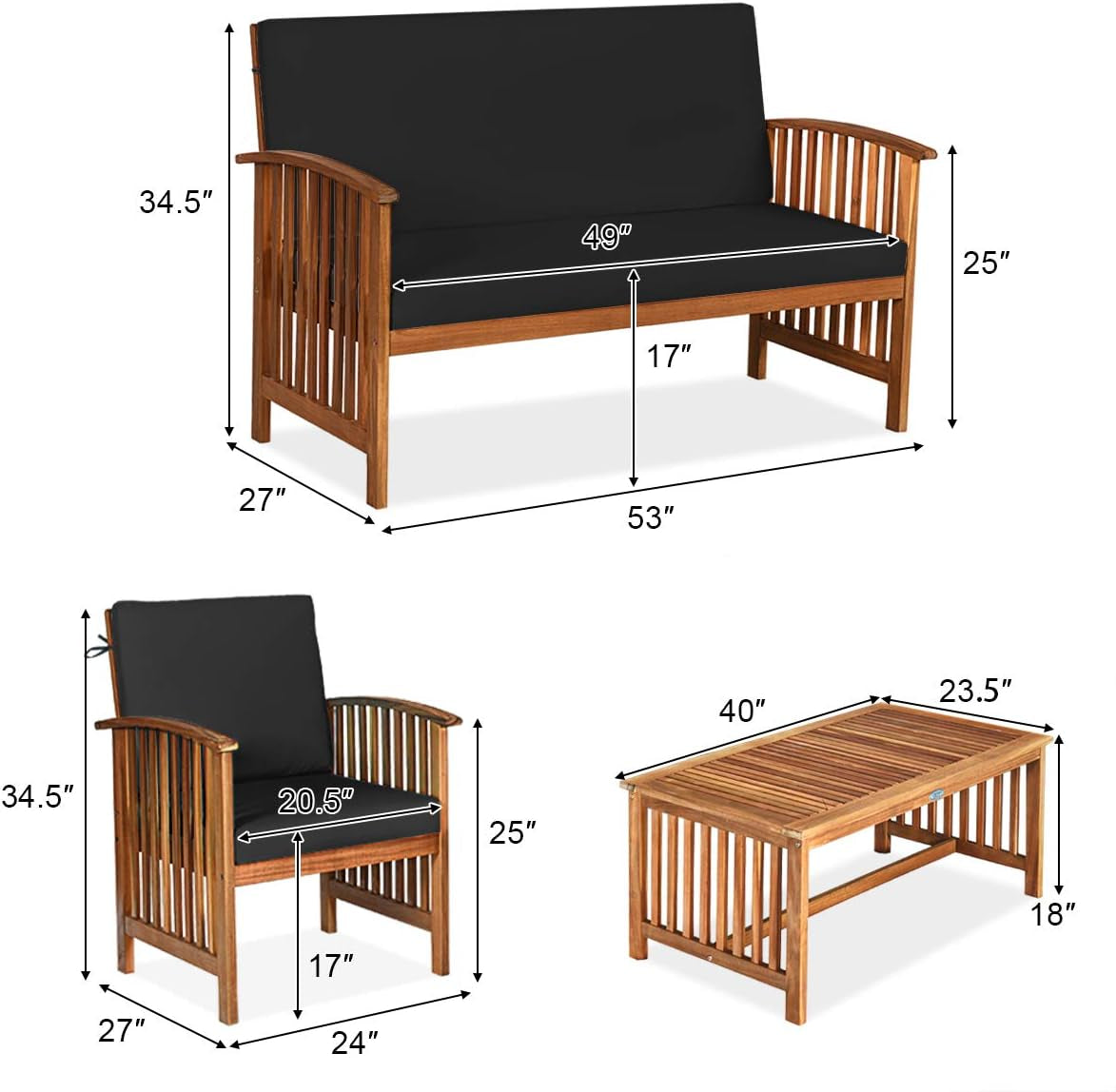 Outdoor Acacia Wood Sofa Set 8 PCS