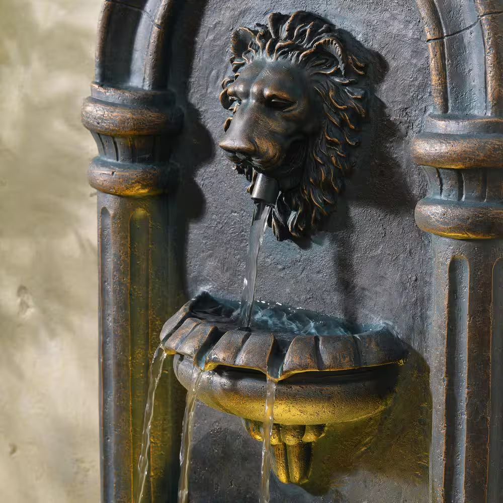 34 In. Electric Polyresin Tiered Fountain with Built-In Pump and Weather-Resistant Finish in Natural Stone