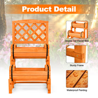 Thumbnail for 2-Tier Wooden Raised Garden Bed Container W/2 Cylindrical Planter Boxes & Trellis