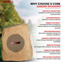 Thumbnail for 5Core Outdoor Wireless Speakers Bluetooth Rock Waterproof Linkable TWS Garden Speaker BROWN