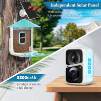 Thumbnail for Bird Feeder, Camera for Automatic Bird Video Capture and Motion Detection, Solar-Powered Wireless Outdoor Device with 64G SD Card, Perfect Gift for Bird Enthusiasts