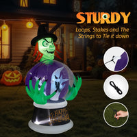 Thumbnail for 6 ' Halloween Wtch and Crystal-Ball Outdoor Halloween Inflatables for Patio Garden Decor