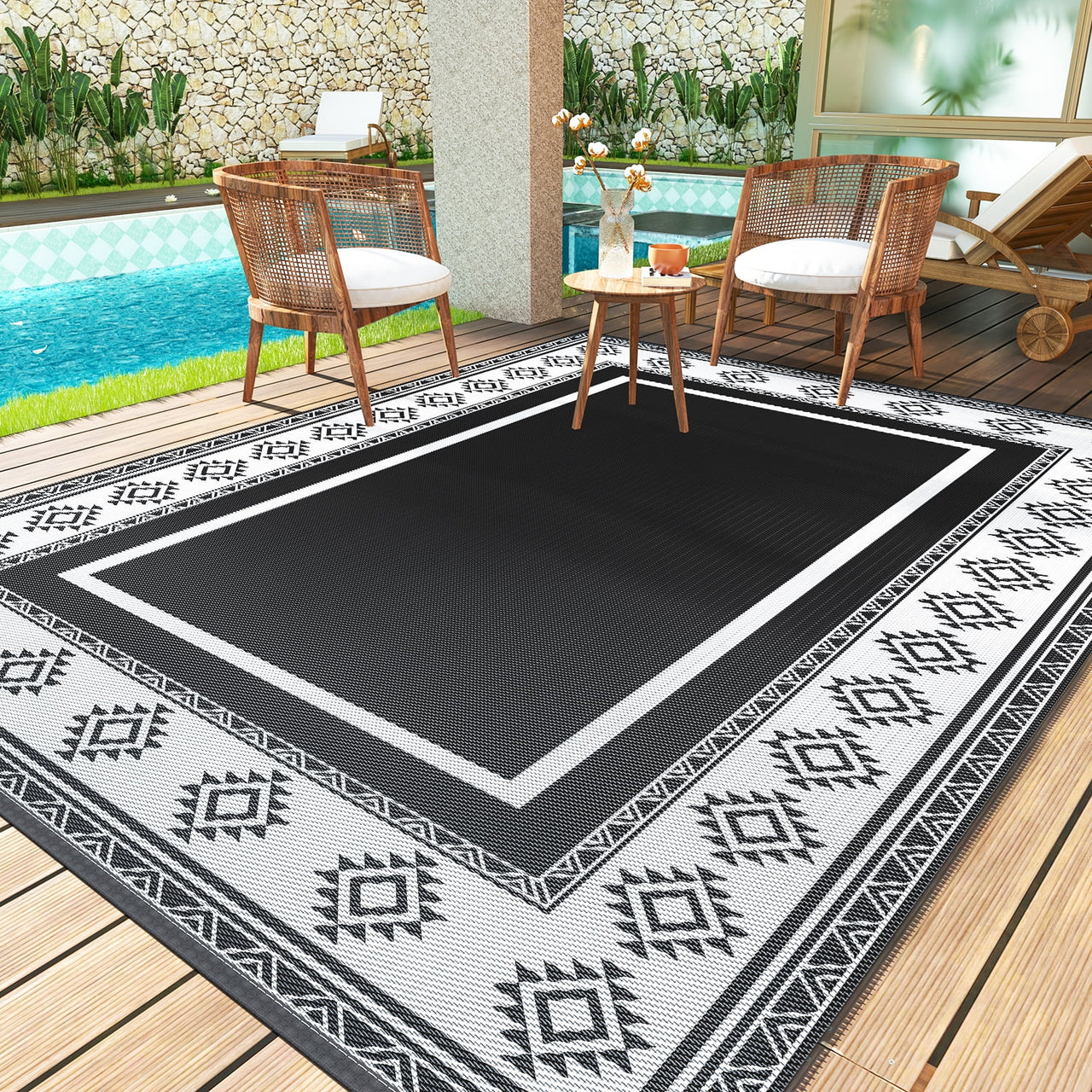 Outdoor Rug Clearance Patio Rug 6X9 Waterproof