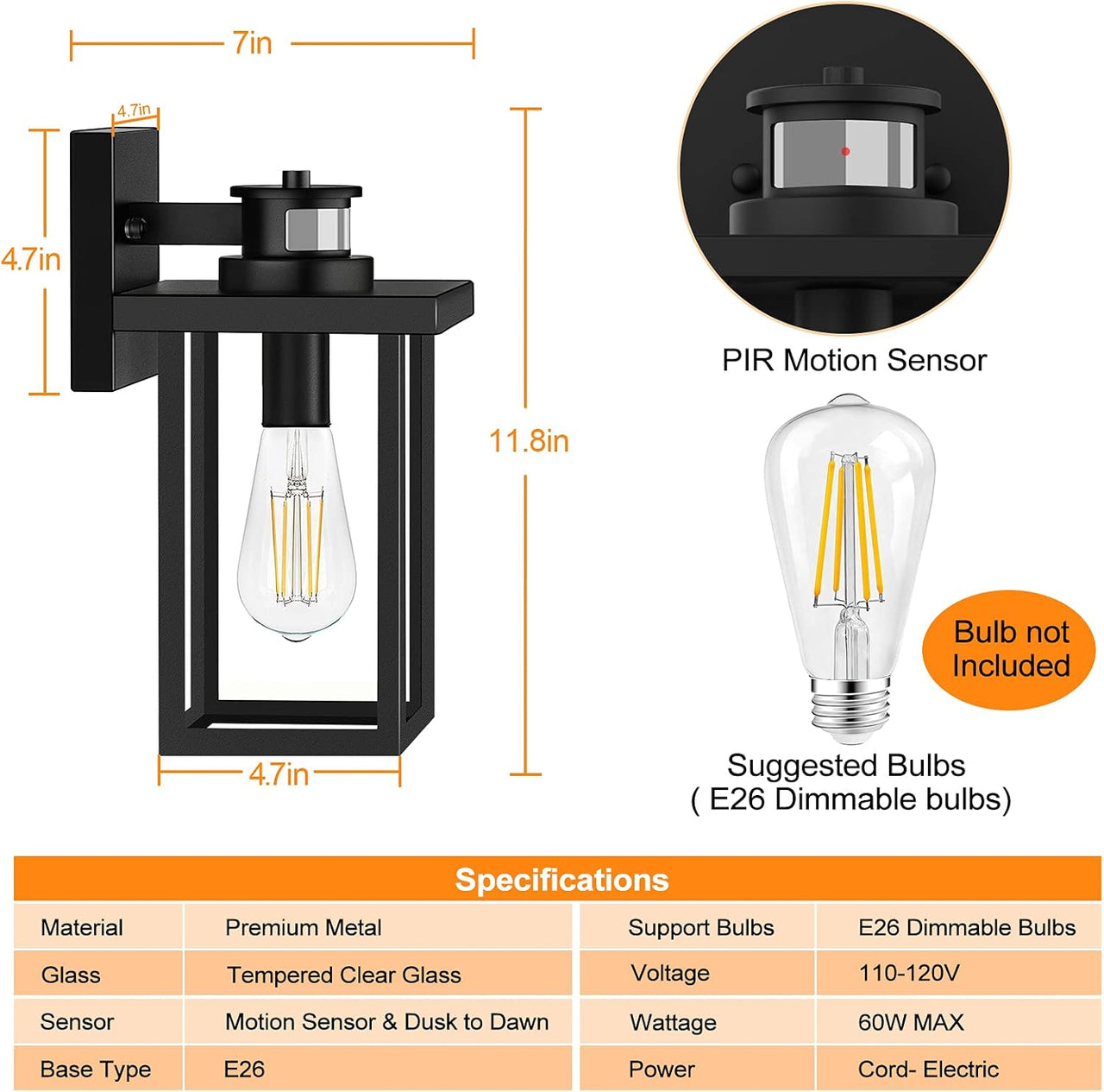 Motion Sensor Outdoor Wall Lights