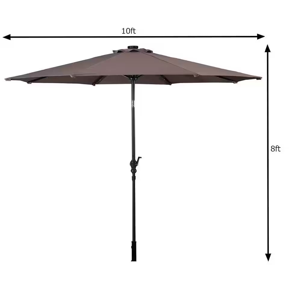 LED Steel Market Tilt Patio Solar Umbrella 10 Ft.