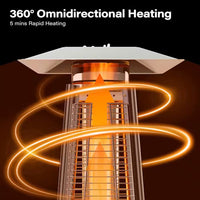 Thumbnail for 48,000 BTU Stainless Steel Pyramid Patio Flame Propane Gas Patio Heater with Wheels