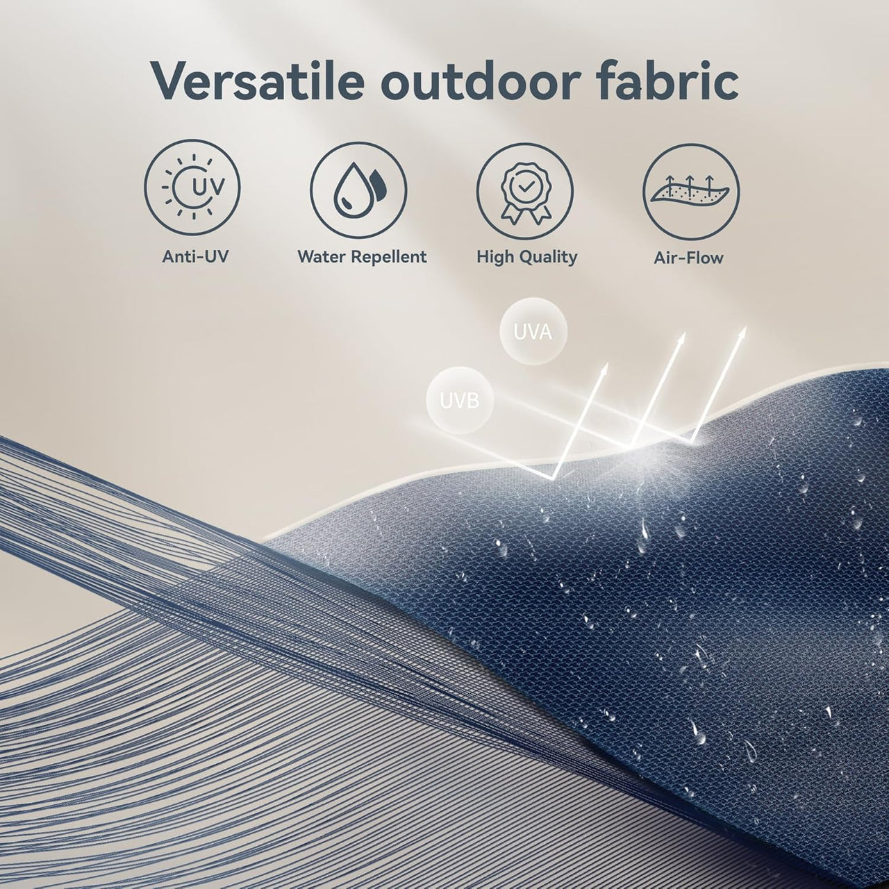 15Ft Large Patio Umbrella with Solar Lights, Double-Sided Outdoor Market Rectangle Umbrellas with 36 LED Lights, Umbrella Base (Stand) Included, Navy Blue