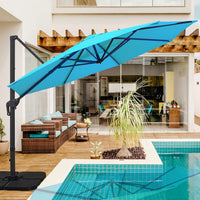 Thumbnail for 11FT Cantilever Patio Umbrella round Deluxe Offset Umbrella 360°Rotation & Integrated Tilting System Heavy Duty Patio Hanging Umbrella for Market Garden Deck Pool Backyard Patio (Blue)
