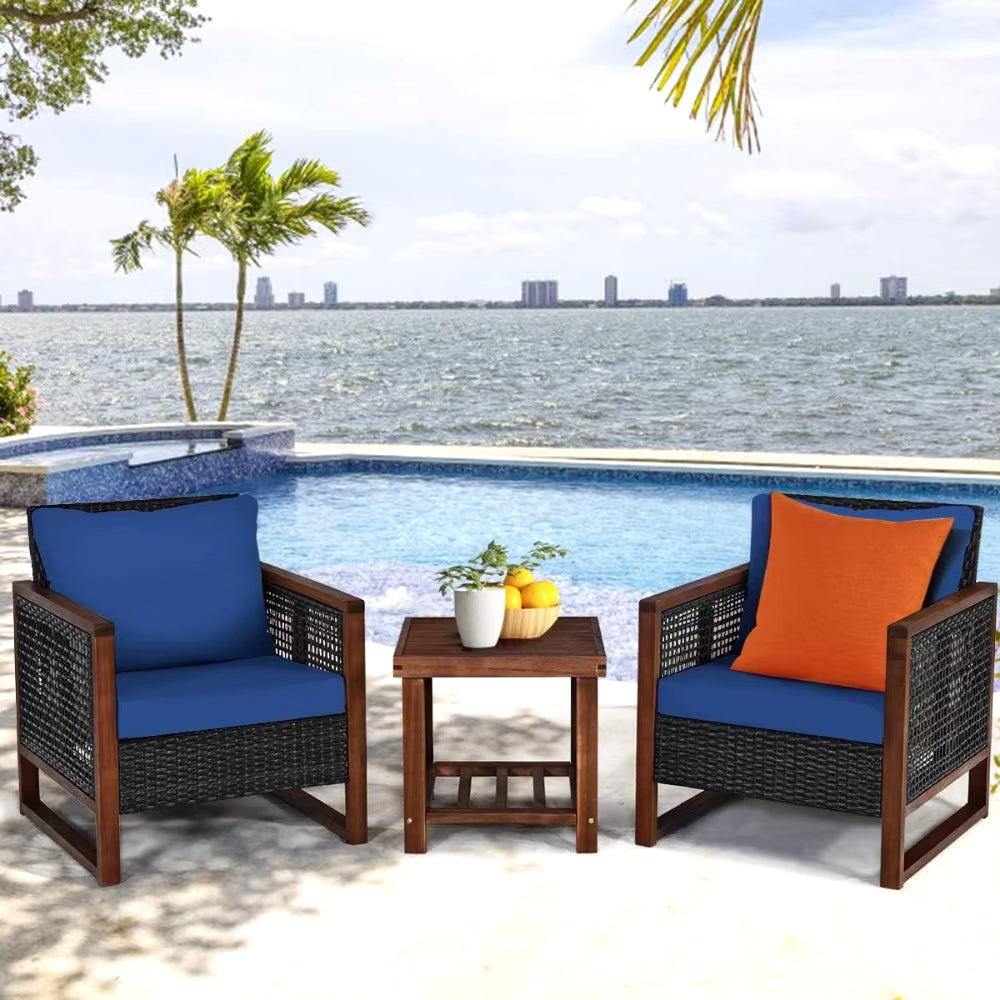 Patio Furniture Set, Rattan Outdoor Sofa Set 3 Pieces