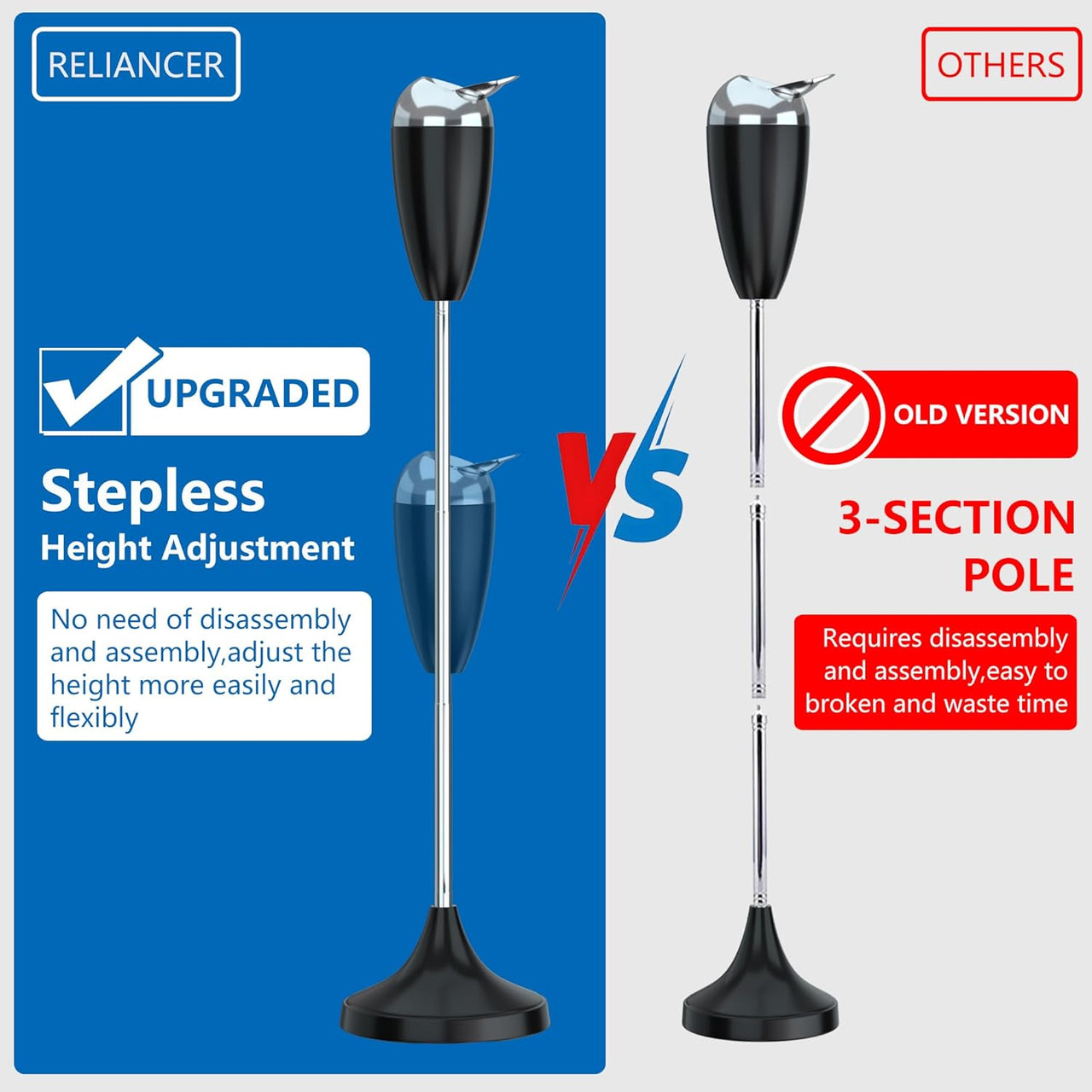 Floor Standing Ashtray W/Lid,Adjustable 21.5" - 35" Cigarette Ash Tray,Outdoor Stainless Steel Cigar Container Ash Holder W/Weighted Base,Cigarettes Butt Receptacle Disposal for Home Patio