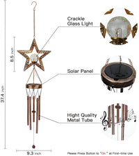 Thumbnail for Solar Star Wind Chimes - Cracked Glass Balls, Outdoor Garden Chandeliers with Warm LED Light