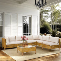 Thumbnail for 7-Piece Wicker Patio Furniture Set, Patio Furniture Set with Water Resistant Thick Cushions and Coffee Table, Beige